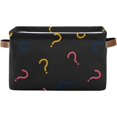 thumbnail image 2 of Storage Basket Colorful Question Mark Foldable Canvas Laundry Baskets Bin Waterproof Inner Layer with Sturdy Handles for Toy Nursery Blanket Clothes 2 Pack, 2 of 7