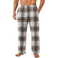 thumbnail image 2 of GrmtClth Mens Plush Warm Pajama Pants Trendy Flannel Fleece Soft Comfy Plaid Sleepwear Fall Thermal Fuzzy Pj Pants with Pockets Light Gray XXL, 2 of 6