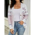 thumbnail image 5 of Michellecmm Women Knit Cardigan Long Sleeve Button Closure Contrast Color Fall Casual Jacket Sweater, 5 of 9