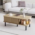 thumbnail image 4 of Pusnapku 39" Lift Top Coffee Table, Fluted Rectangle Center Table with Hidden Storage and Sliding Door, Wood Accent Desk for Living Room, Home Office, 4 of 9