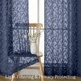 thumbnail image 4 of OVZME Leila Sheer Curtains 84 Inches Long 2 Panels Set, Light Filtering Solid 3D Leaves Textured Jacquard Window Curtains for Bedroom, Double Rod Pockets Window Drapes, Each 40Wx84L Inch Navy Blue, 4 of 6