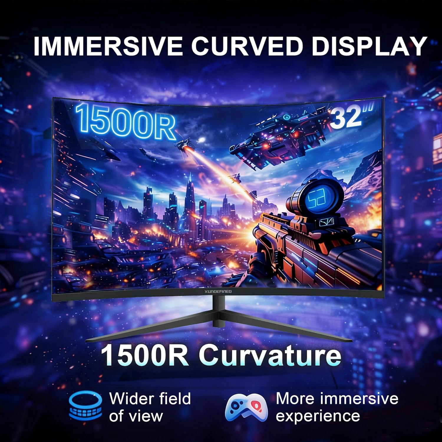 32 Inch Monitor Curved 4K UHD(3840x2160P) 60Hz,1500R VA Panel,Computer PC Monitor,Gaming 4K Freesync,sRGB HDR10 DP+HDMI,VESA
