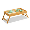 MoNiBloom Bamboo Portable Folding Legs Tray, Breakfast Bed Table with Handles, Natural, for Home