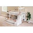 thumbnail image 5 of CLEARANCE! Twin over Full House Roof Bunk Bed with Staircase and Shelves, White, 5 of 9