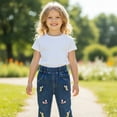 thumbnail image 4 of Peacolate 2-10Years Spring Autumn Summer Little Girls Embroidered Denim Jeans,Butterfly,6-7Years, 4 of 4