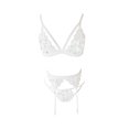 thumbnail image 4 of WZXFASHION Women Lingerie Set Lace Teddy Strap Bodysuit With Garter Belts Intimates White2 L, 4 of 5