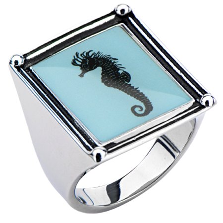 - INOX JEWELRY Womens Stainless Steel Seahorse Vintage Frame Ring