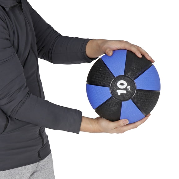 ZenSports 10lbs Weighted Exercise Medicine Ball - Workout Crossfit Textured Surface Blue