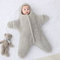 thumbnail image 2 of Atogsazn Newborn Boys Girls Fuzzy Jumpsuits Infant Baby Plush Zip Up Long Sleeve Hooded Romper Bodysuits Winter Warm Clothes A-Dark Gray 0-2 Months, 2 of 5