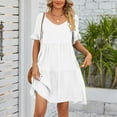 thumbnail image 4 of Baqcunre Womens Dresses,Ladies V Neck Layered Ruffle Hem Pocket A Line Mini Swing Beach Short Sleeve Dress Holiday Dresses for Women,Long Dresses for Women Casual Dresses for Women White XL, 4 of 6