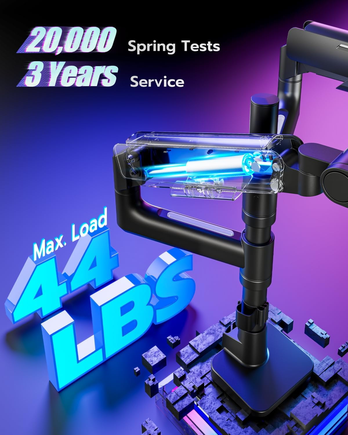 ARES WING Dual Monitor Mount for 17–49" Ultrawide Screens, Heavy Duty Gas Spring Monitor Arm Desk Mount, Height Adjustable Dual Monitor Stand with Clamp & Grommet, VESA 75x75 100x100, Black