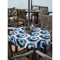 thumbnail image 2 of Outdoor Tablecloth with Umbrella Hole for Patio/Picnic/Party/Camping, Blue Football Waterproof Table Cloth Round Cover Washable, Vintage Soccer Geometric Watercolor (Dia 54"), 2 of 9