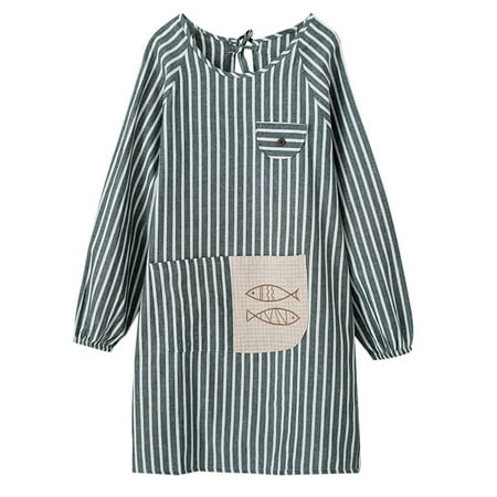 

Sanwood Apron Skin-friendly Oil-proof Polyester Cotton Adjustable Straps Adult Smock Aprons for Cooking Kitchen Tool