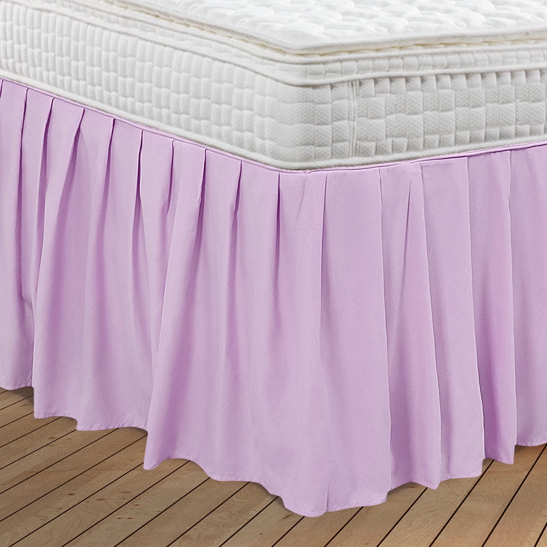 PiccoCasa Brushed Microfiber Bed Skirts 16" Drop Ruffled Wrap Around, Full Light Purple
