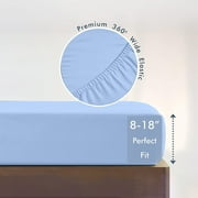 Clearance Boovnll Fitted Sheet Queen Size - Easy Care, Fade Free, Long Lasting - Bottom Sheet, 8-18 Deep Pocket Queen Fitted Sheet, Soft Breathable Washable for Home, Bedroom, Bed Sheets (Blue)