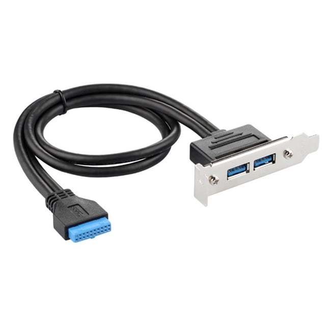 Panel Trasero Hembra Usb 3,0 De 2 Puertos A Placa Base Adaptador De Cable De Extensión De Cabezal De 20 Pines Con Soporte De Placa De Ranura Pci Cateissary EL012683-00