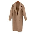 thumbnail image 5 of Stichou Women's Fall Long Wool Pea Coat,Double Sided Blended Classy Breasted Trench Coats Jacket,Length Winter Dress Overcoat Brown L, 5 of 7
