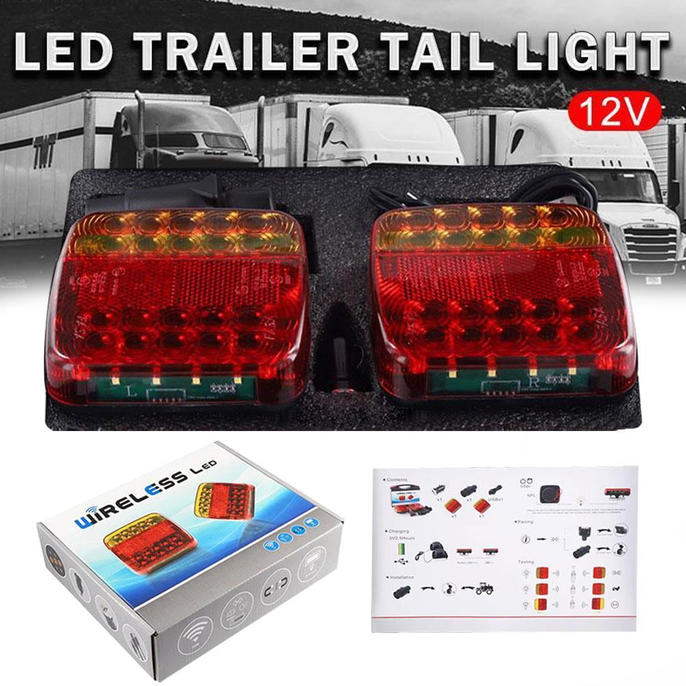 QHUDLV Wireless Rear Trailer Lights, Rechargeable Universal Trailer LED, LED Towing Tail Light with Strong Suction Cup Base for Towing Vehicles, Trucks, Boats, RVs, Towing Vehicles