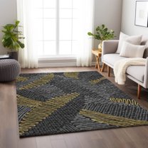Addison Rugs Mayfield Washable Transitional Tropical, Leaves, Botanical Gray Rectangle Rug, 10' x 14'