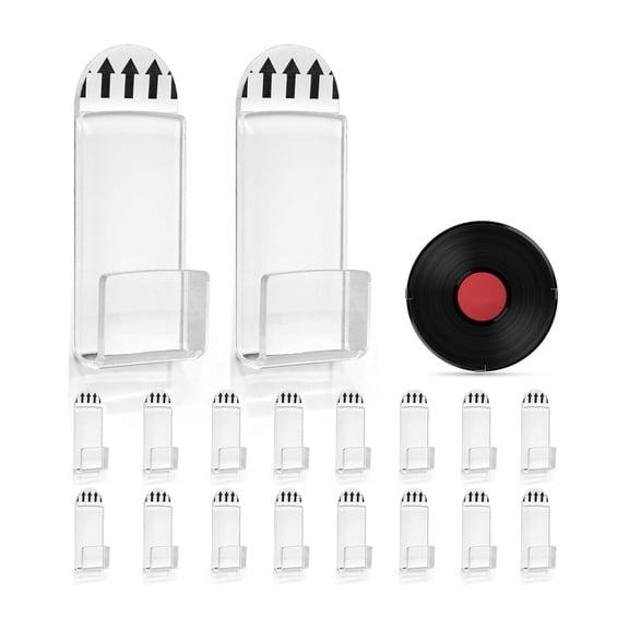 QZS Set of 18 Vinyl Record Display Wall Mount,Clear Durable No Drill Storage Shelf,Durable Vinyl Record Wall Mount for Album Covers Display