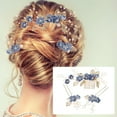 thumbnail image 2 of Peine para el pelo de novia con flores azules Accesorios para el pelo con perlas para novias y damas de honor Adorno para el pelo de novia, 2 of 2