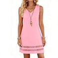 thumbnail image 4 of Uscallm Women's V Neck Sleeveless Mini Lace Boho Casual A-Line Party Dresses Summer Short Flowy Sundress, Pink M, 4 of 6