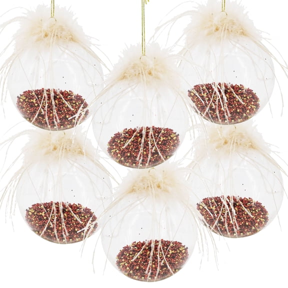 Set of 6 Christmas Ball Ornaments, Glass Decorative Hanging Ball Christmas Tree Ornaments for Holiday Party Decorations, D3.9"