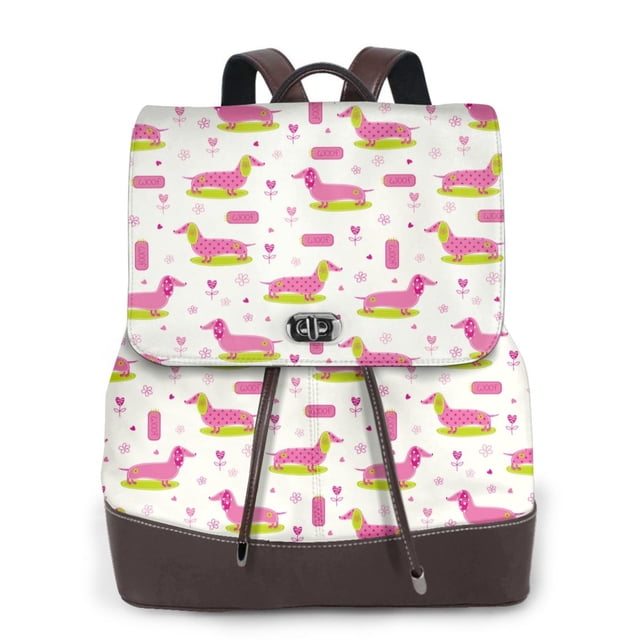 Easygdp Dachshund Dog Puppy Mochila de Cuero para Mujeres, Bolso de Hombro, Bolsos de Mano de Moda para Trabajo y Viajes