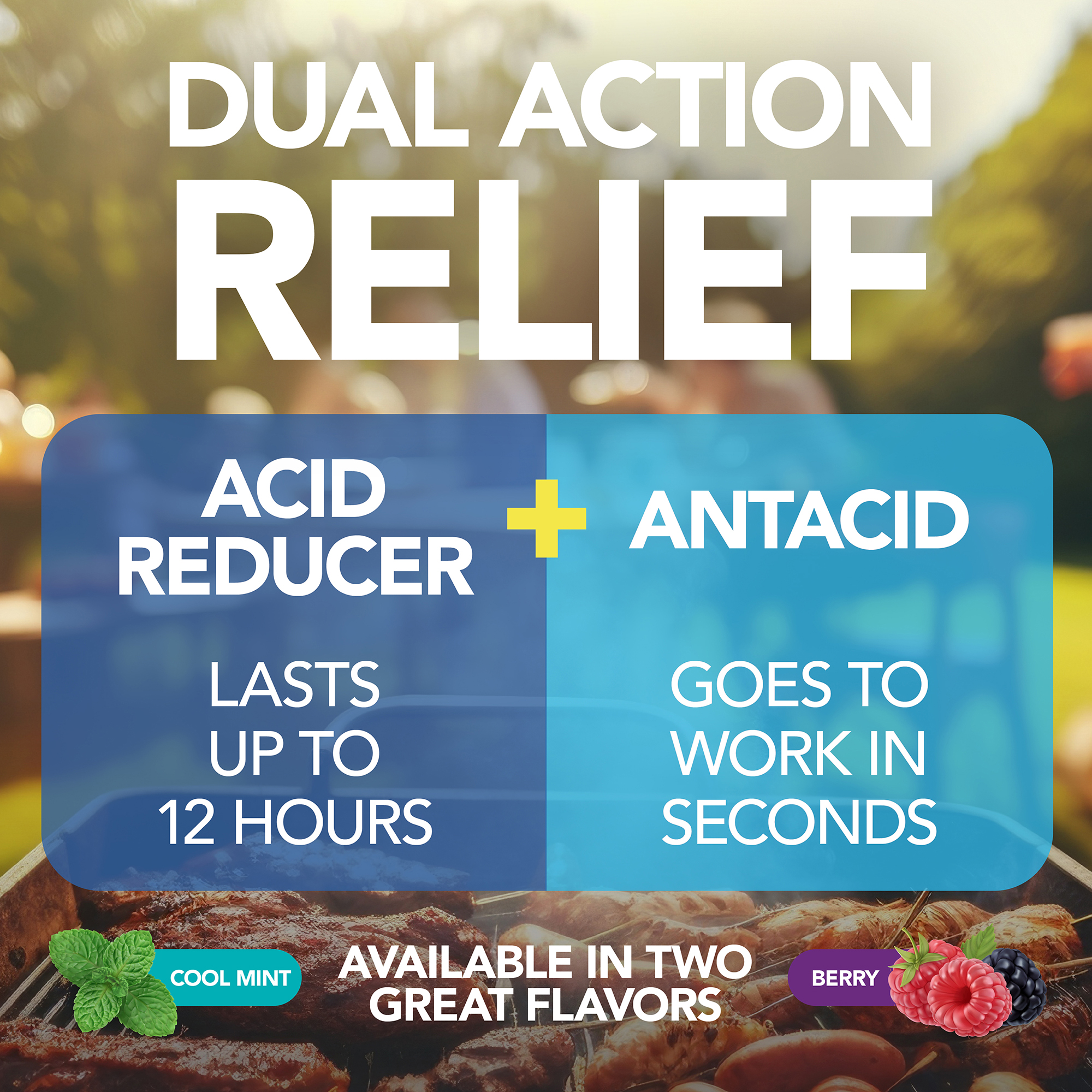 Equate Dual Action Acid Reducer Complete Tablets, Berry,50 Count - image 2 of 8