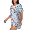 thumbnail image 2 of Kdxio Lobsters Print Pajamas Sets for Women Short-Sleeved Pjs with Lounge Shorts Two Piece Sleepwear S-4XL, 2 of 5
