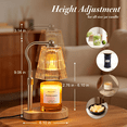 thumbnail image 4 of Candle Warmer Lamp with Timer and Dimmer, Height Adjustable Electric Jar Candle Warmer with Glass Shade, Wooden Base and 4 Brightness Levels, No Flame, Gold, 4 of 9