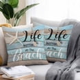 thumbnail image 2 of Life Is Outdoor Waterproof Pillow Covers 18x18 Pack of 2 Better at The Beach Summer Starfish Teal Wood Grain Decorative Outdoor Pillow Covers Square Cushion Cases for Patio Furniture Pergola Couch, 2 of 4