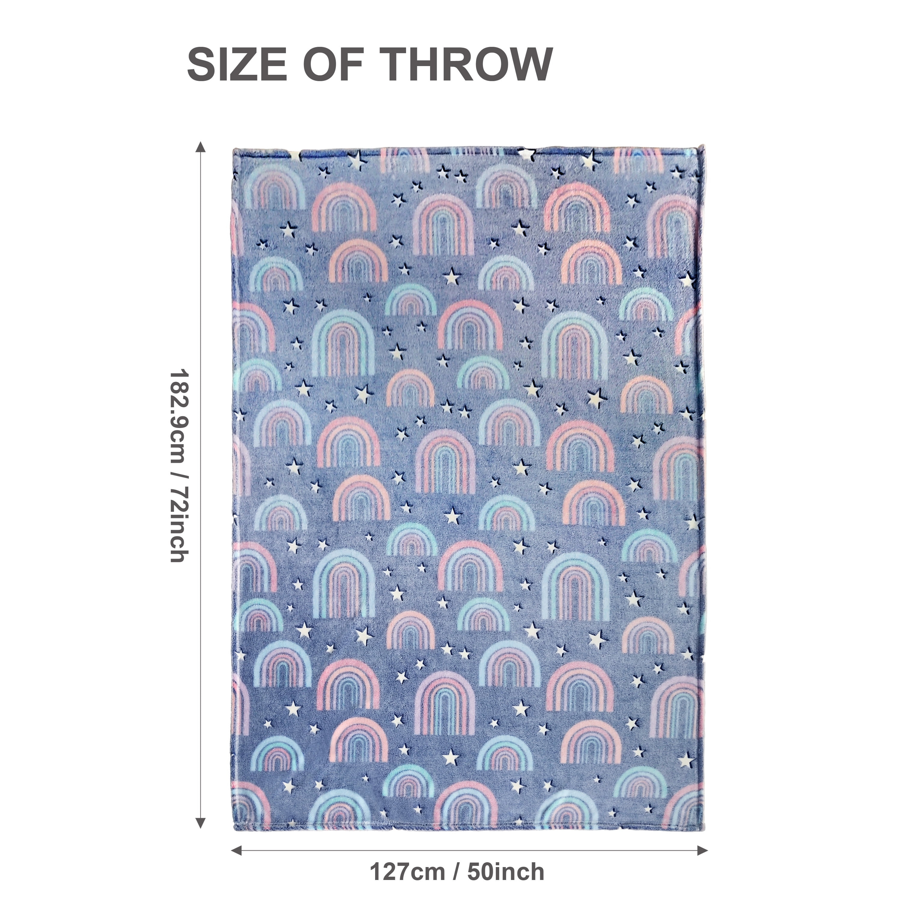 Your Zone Navy Rainbow Glow-in-the-Dark Child's Oversized Throw Blanket, 50 in x 72 in