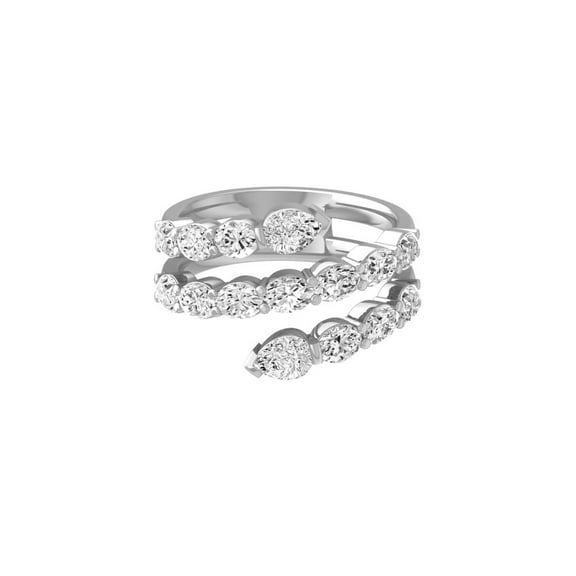 ARAIYA FINE JEWELRY Sterling Silver Oval and Pear-Shape Lab Grown Diamond Spiral Ring (2 Cttw, D-F Color, VS1 Clarity) Size 5