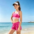 thumbnail image 4 of CAIVO Girls 3 Piece Bikini Young Kids Patchwork Color Swimming With Shorts Bathing Suit Tween Summer Swimwear Birthday Swimsuit Sets, 4 of 5