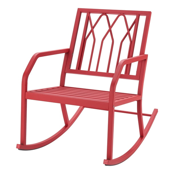 Mainstays Marna Outdoor Metal Rocking Chair, Red