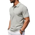 thumbnail image 6 of Telankuip Checkered Pattern Polo Shirts for Men Summer Breathable Casual Work Top with Classic Collar Solid Color Loose Comfy for Business Leisure Wear Grey S, 6 of 7