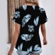 thumbnail image 4 of Tops de Algodón para Mujeres Cuello en V Moda Casual Manga Corta Primavera Verano Top para el Hogar Y Diario, 4 of 6