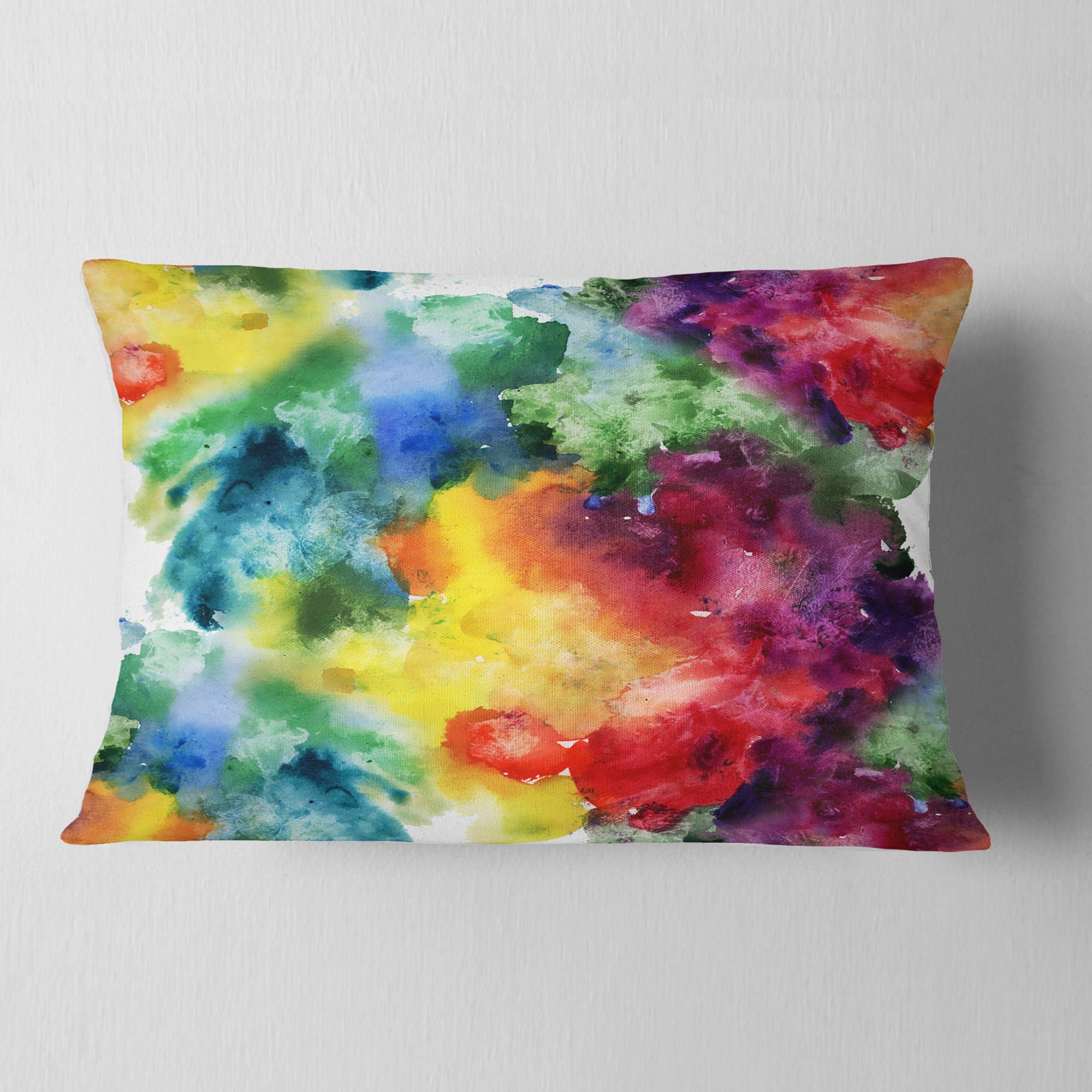 Designart Abstract Watercolor Texture - Abstract Throw Pillow - 12x20