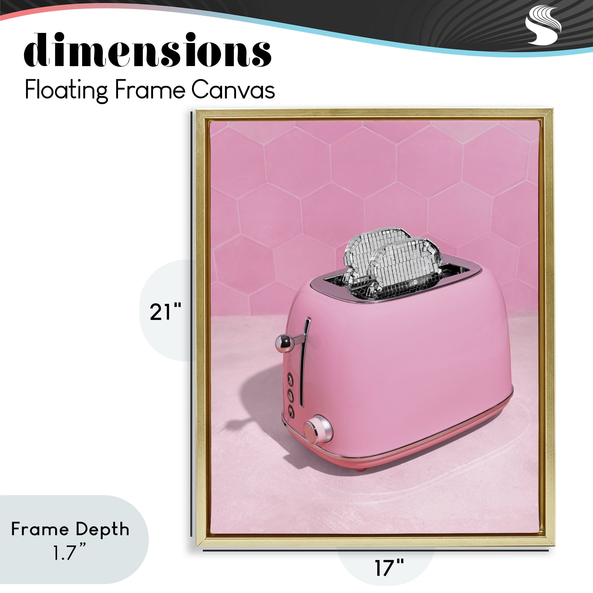 Stupell Industries Disco Toaster over Pink Gold Framed Floater Canvas Wall Art, design by LISH Creative
