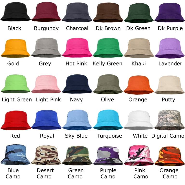 Falari Bucket Hat for Men Women unisex 100% Cotton Packable Foldable Summer Travel Beach Outdoor Fishing Hat - LXL Purple Camouflage, adult Unisex