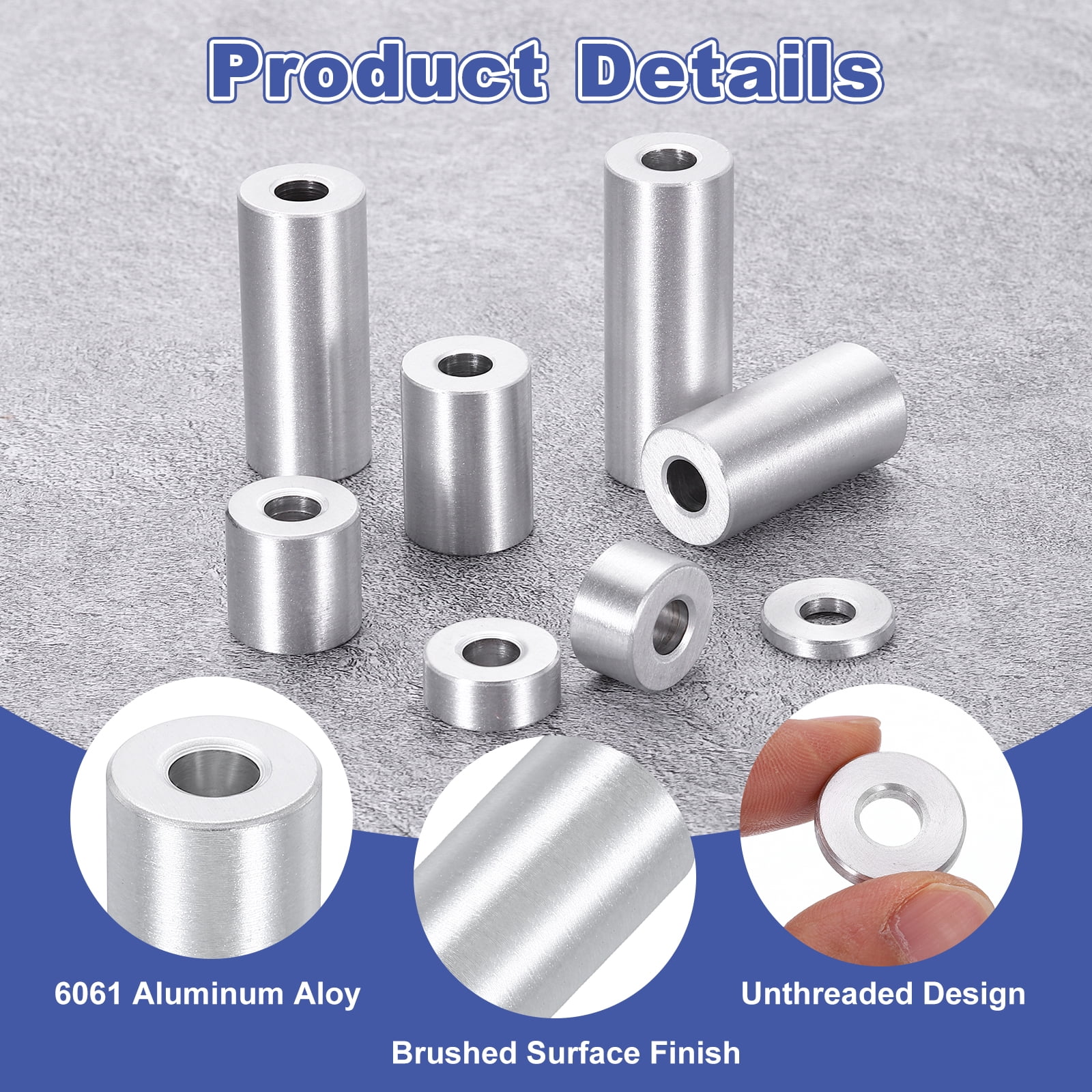 10 Pack Aluminum Spacers, 3/4" OD x 5/16" ID x 1-3/8"L for M8 Screw Bolts