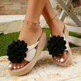 thumbnail image 3 of Beach Flower Platform Slip on Sandals for Women 2025 Summer Boho Vacation Memory Foam Chunky Dress Slippers, 3 of 7