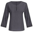 thumbnail image 4 of Cyber&Monday Deals Usmixi Clearance Sale Womens Tops Womens Casual Pullover Winter Breathable Cotton Linen Plus Size Loose Pullover Tops Fall Trendy Solid V-Neck Long Sleeve Blouses Shirts, 4 of 5