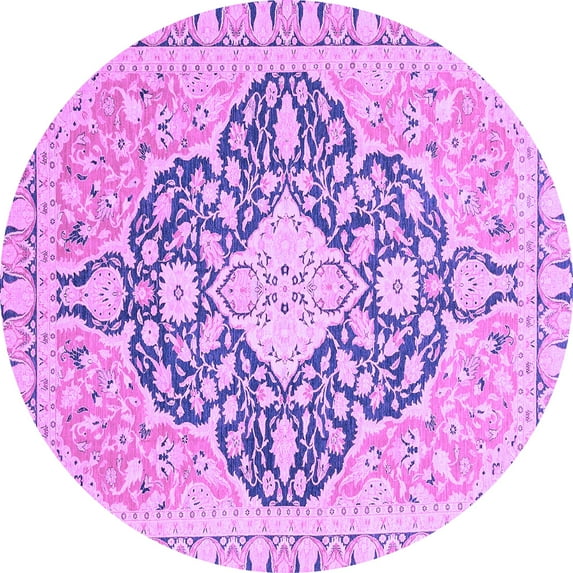 Ahgly Company Indoor Round Geometric Purple Traditional Area Rugs, 7' Round