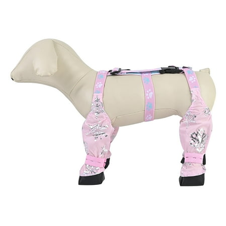 Mzoazpie Dog Shoes Dog Suspender Pet Clothes Hangers Boots Cute Dog Shoes Winter Breathable Dog Boots with Adjustable Buckle Strap Outdoor Walking Suspender Boots for Dogs( Carnation Snowflake)