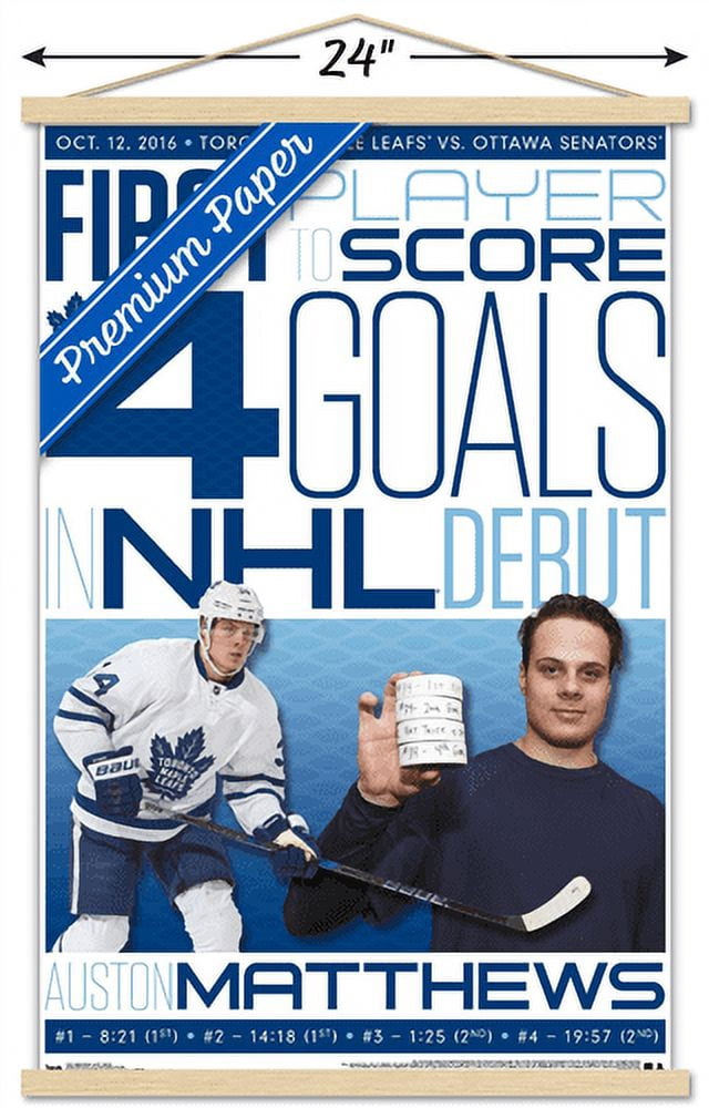 NHL Toronto Maple Leafs - Austin Matthews History Wall Poster with Wooden Magnetic Frame, 22.375" x 34"