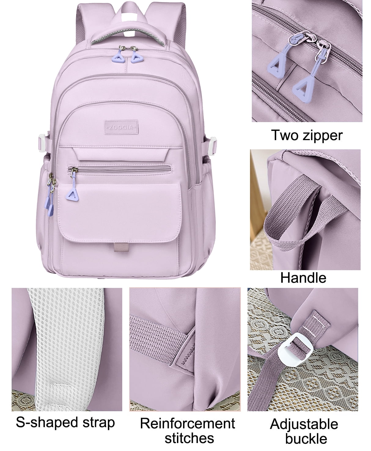 DAKIMOE School Backpack for College High Middle School Fashion Student bag, Cute Aesthetic Teen Bookbag for Teens Women, Purple