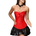 thumbnail image 1 of Tops de Corsé para Mujer, Lencería Moldeadora con Bustier, Body Push Up con Cintura de Encaje Rojo 5XL, 1 of 10