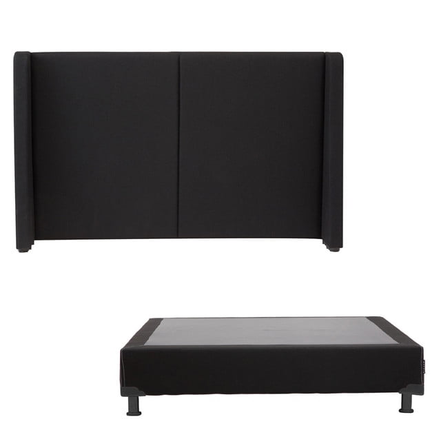 Box Base Cama Queen Size + Cabecera Milan Negro Dicasa Milan Black